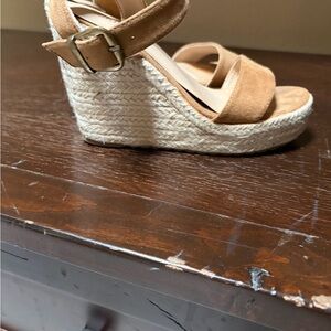 Brown suede wedges